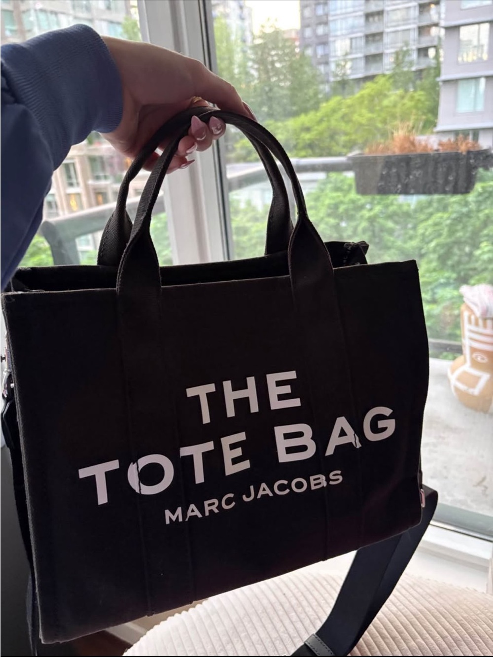 Marc Jacobs Black Canvas Duffel Tote with White Logo